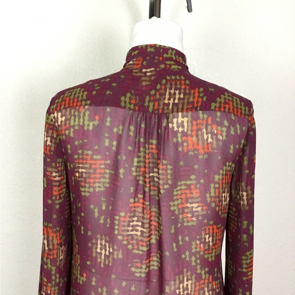 Nine West Womens Blouse Size M Geometric Print Multicolor Long Sleeve Vi… - Picture 9 of 13